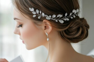 Elegant Bridal Hair Accessory Silver Crystal Leaf Design Wedding Hairpiece Women Style Shine Beauty 