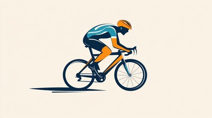 Cyclist racing, dynamic, profile view, sport, graphic design