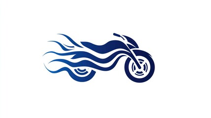 Naklejka premium Abstract motorcycle logo, flames, side view, graphic design, vector art
