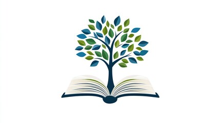 Open Book with Growing Tree Logo