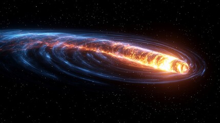 Obraz premium A vibrant cosmic explosion depicting a fiery comet traveling through a starry galaxy