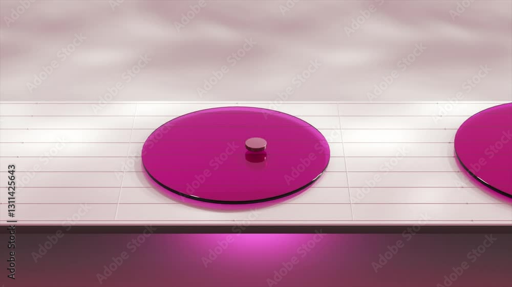 Poster magenta digital button gradually melting into shimmering liquid mercury. transforming and reforming 