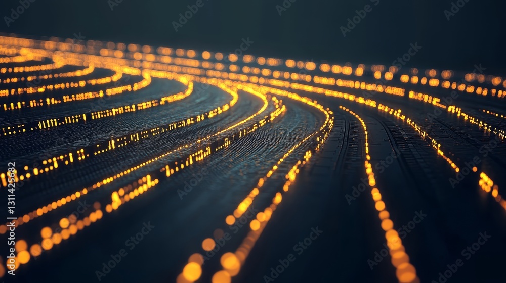Poster streams of light and data particles - multimedia and high technology concept. abstract background