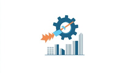 Abstract gear, arrow, and graphs.  Business growth concept.  Visual for presentation