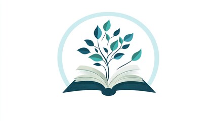 Open book with growing plant, inspirational image