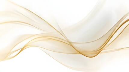 Abstract Golden Waves Flowing Gently On White Background