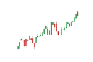 A slightly candlestick formation, presenting financial data visualization, depicting investor psychology, trend shifts, isolated on a transparent background