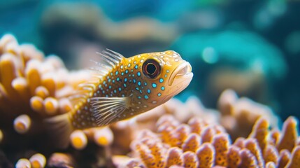 Obraz premium A reef fish showcasing extraordinary adaptations like camouflage and mimicry, perfectly blending into the coral ecosystem to survive and thrive.