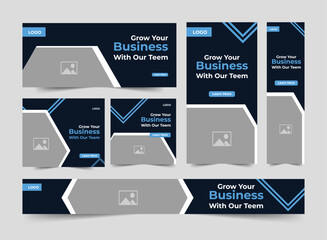 Corporate web banner template bundle, Digital business agency best services set banner for social media post, digital banner, web bundle banner design, customizable vector eps