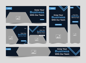 Corporate web banner template bundle, Digital business agency best services set banner for social media post, digital banner, web bundle banner design, customizable vector eps