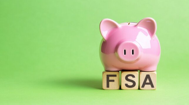 piggy bank on fsa blocks green background
