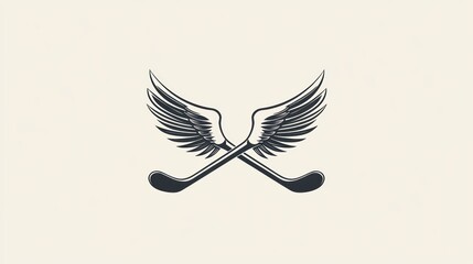Fototapeta premium Crossed golf clubs with wings, vintage design, for golf club logo