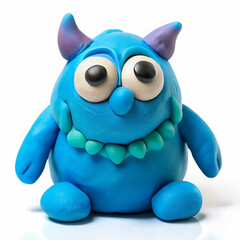 A fun and quirky front-view illustration of a blue playdough monster,