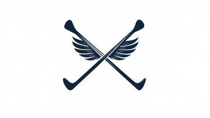 Fototapeta premium Crossed Golf Clubs with Wings; Sport Logo Design; Abstract Symbol; Possible Use for Apparel, Merchandise or Branding
