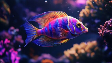 A stunning reef fish perfectly adapted to its environment, its body blending seamlessly with the coral, demonstrating nature genius in survival strategies and mimicry.