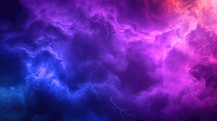Naklejka premium Vibrant purple and blue lightning clouds with electric storm energy
