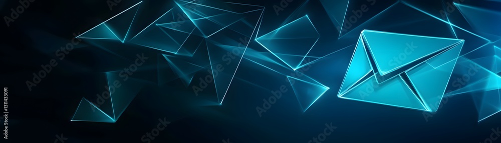 Poster abstract blue triangular email network design