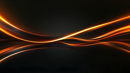 Abstract Orange Light Waves Dark Background