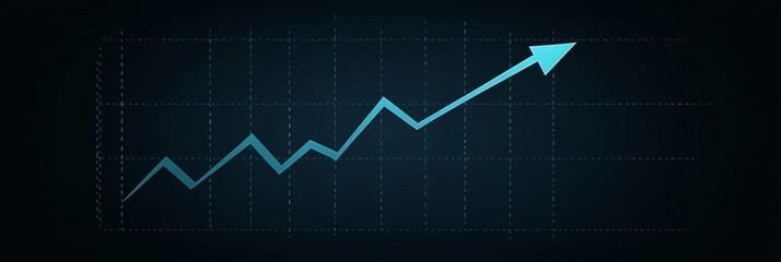 Naklejka premium Turquoise Upward Curve Graph on Deep Navy Backdrop Contemporary Minimalist Vector Illustration