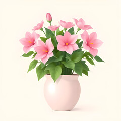 Obraz premium AI Generated Minimalist Vector Art of Pink Floral Arrangement in Ceramic Pot