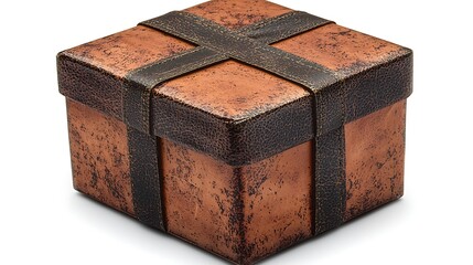 Leather gift box on white background