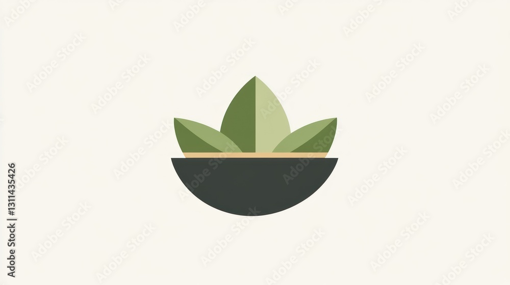 Poster abstract plant in a bowl; minimalist design; possible use for branding
