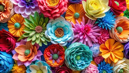 Stunning Cluster of Handmade Paper Flowers in Vibrant Colors