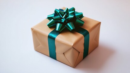 Obraz premium beautifully wrapped gift box with teal ribbon