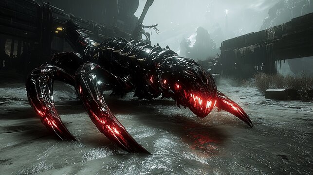 Alien creature in ruined alien city