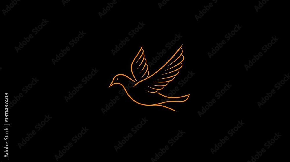 Aufkleber simple outline drawing of a bird in flight against a dark background. possible use for logo design