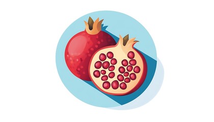 Pomegranate halves illustration
