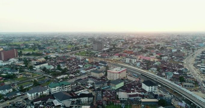 Ariel shot of port Harcourt city with a drone