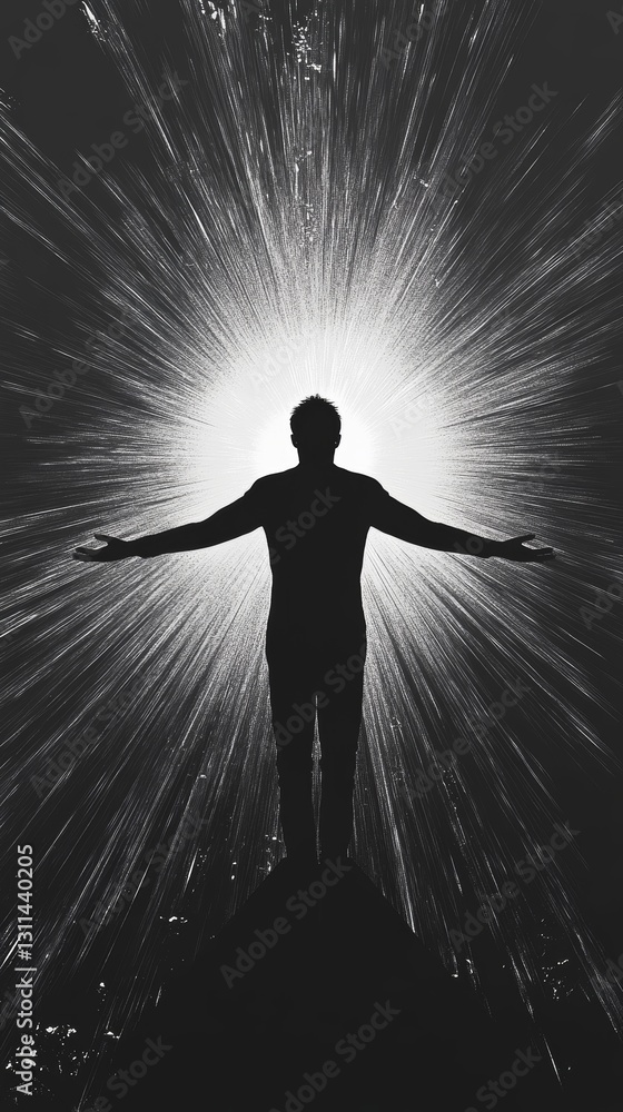 Canvas Prints man is standing in the middle of a bright light