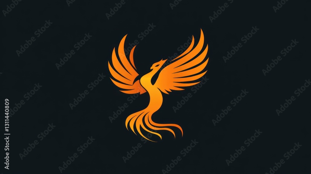 Poster fiery phoenix soaring against dark background. possible use stock image