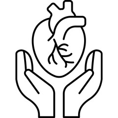 Heart Care Line Icon - Minimalist Design for Health and Medical Apps