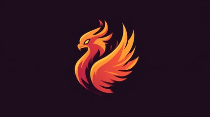 Fiery Phoenix Logo Design; abstract graphic art