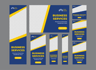 Corporate web banner template bundle, social media post or square banner, cover, conference flyer, Header, landing page web design. Abstract banner design web template Set
