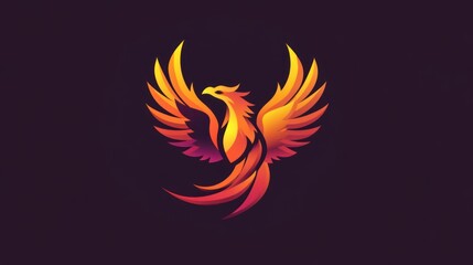 Fiery Phoenix Logo Design Against Dark Background
