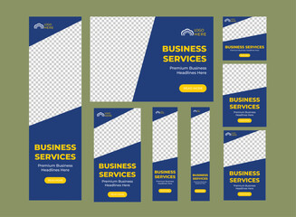 Corporate web banner template bundle, Digital business agency best services set banner for social media post, digital banner, web bundle banner design, customizable vector eps