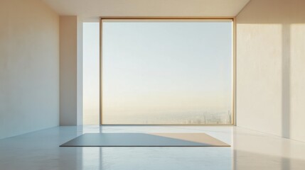 minimalist modern apartment interior with city view