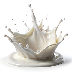 Milk splash and pouring, yogurt or cream, Clipping path