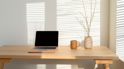 A serene workspace bathed in soft natural light