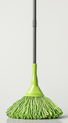 Realistic green mop isolated on a white background ideal for cleaning service and home maintenance images
