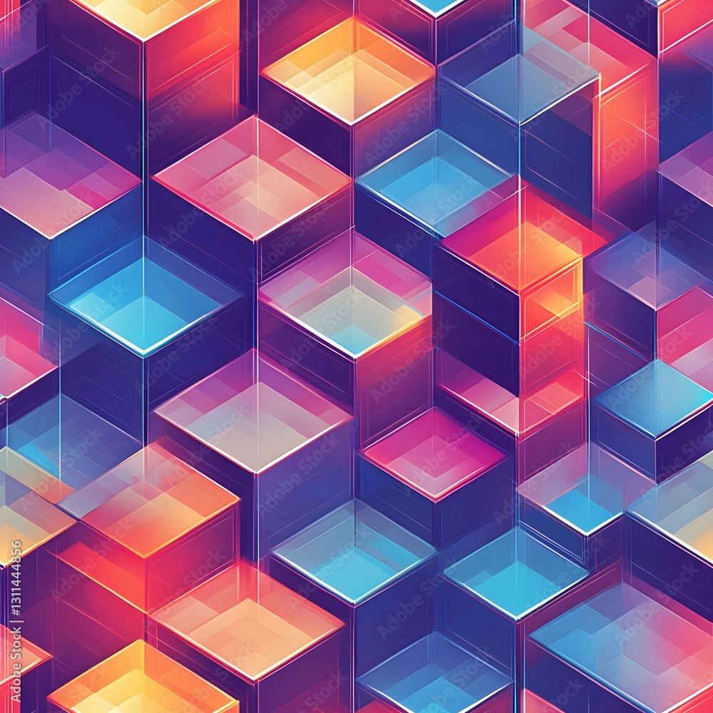 Poster abstract colorful cubes geometric pattern background