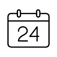 Outlined calendar icon with the date 24 representing scheduling and important dates in a clean design