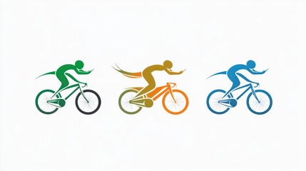 Obraz premium Abstract cyclists on bikes, dynamic silhouettes, graphic design, possible for fitness/sports stock