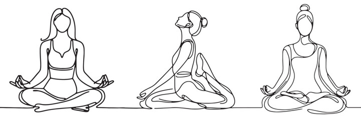 hand drawn vector illustration of a yoga meditation girl 