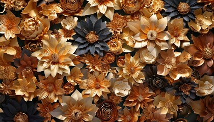 A luxurious background with lots of origami flowers scattered all over it.