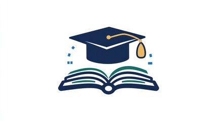 Graduation cap over open book. Educational symbol. Possible use stock photo for education, learning, and knowledge concepts