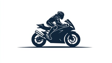 Obraz premium Silhouette of motorcyclist on motorcycle, dynamic action, studio shot. Possible use for sports magazine, online gaming, or motorcycle company advertising